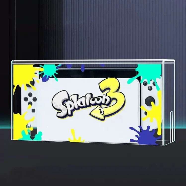 035 ฝาครอบกันฝุ่นฐานแสดงผลเรืองแสงสำหรับ Nintendo Switch/OLED, สเปค: ฐานไฟ, โปร่งใส, ป้ายขาว, ป้ายดำ, ที่จับ, Jet Warrior, Noble, Gengar