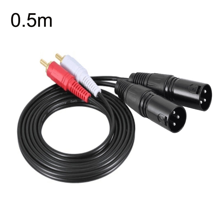 สายลำโพง 2RCA เป็น 2XLR Canon สายเสียงบาลานซ์, 0.5 ม., 1 ม., 1.5 ม., 3 ม.