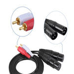 สายลำโพง 2RCA เป็น 2XLR Canon สายเสียงบาลานซ์, 0.5 ม., 1 ม., 1.5 ม., 3 ม.