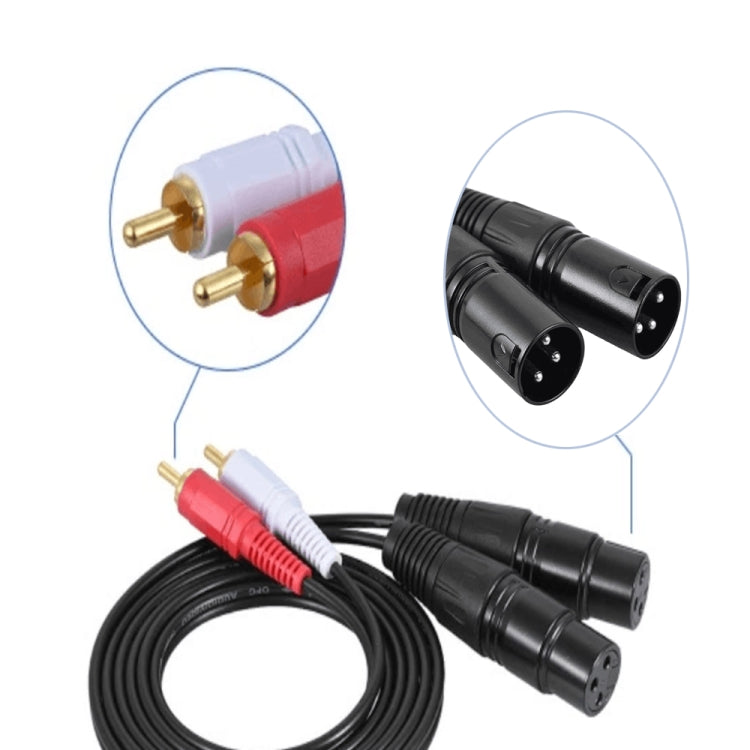 สายลำโพง 2RCA เป็น 2XLR Canon สายเสียงบาลานซ์, 0.5 ม., 1 ม., 1.5 ม., 3 ม.