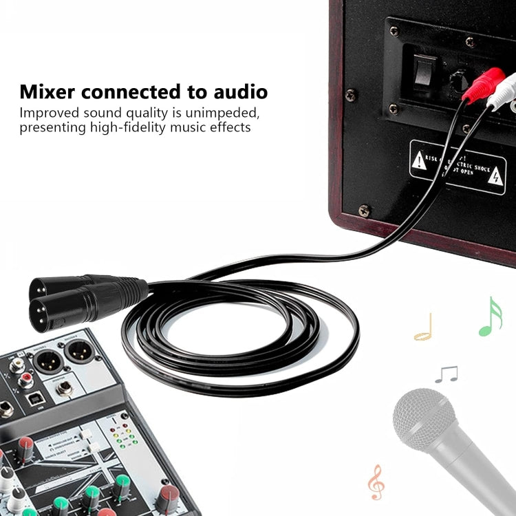 สายลำโพง 2RCA เป็น 2XLR Canon สายเสียงบาลานซ์, 0.5 ม., 1 ม., 1.5 ม., 3 ม.