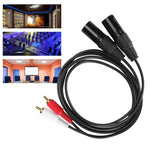 สายลำโพง 2RCA เป็น 2XLR Canon สายเสียงบาลานซ์, 0.5 ม., 1 ม., 1.5 ม., 3 ม.