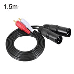 สายลำโพง 2RCA เป็น 2XLR Canon สายเสียงบาลานซ์, 0.5 ม., 1 ม., 1.5 ม., 3 ม.