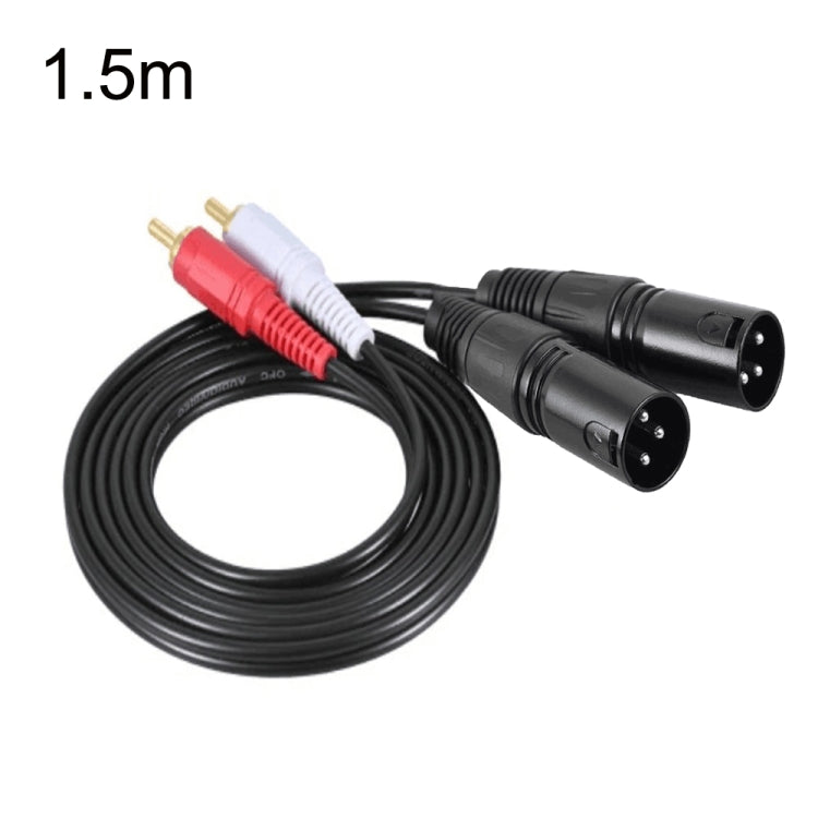 สายลำโพง 2RCA เป็น 2XLR Canon สายเสียงบาลานซ์, 0.5 ม., 1 ม., 1.5 ม., 3 ม.