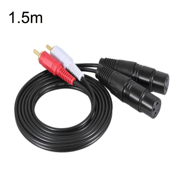สายลำโพง 2RCA เป็น 2XLR Canon สายเสียงบาลานซ์, 0.5 ม., 1 ม., 1.5 ม., 3 ม.