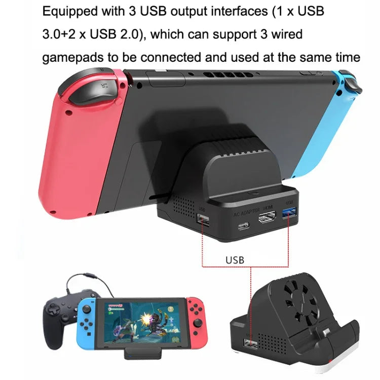 สำหรับ Nintendo Switch / Switch OLED SW300 ตัวแปลงสัญญาณวิดีโอ HDMI พร้อมพัดลมระบายความร้อน ฐานชาร์จพัดลมระบายความร้อน