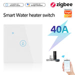 สวิตช์ควบคุมระยะไกล Tuya ZigBee 40A สำหรับเครื่องทำน้ำอุ่น กำลังสูง ไฟ แอร์ ตั้งเวลาเสียง, ZigBee 40A สีขาว, ZigBee 40A สีดำ