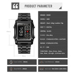 SKMEI 1868 Square Double Display Waterproof Men Watch, Style:, Steel Belt (Black), Leather Belt (Black), Steel Belt (Rose Gold), Leather Belt (Rose Gold), Steel Belt (Gold), Leather Belt (Gold), Steel Belt (Silver), Leather Belt (Silver)