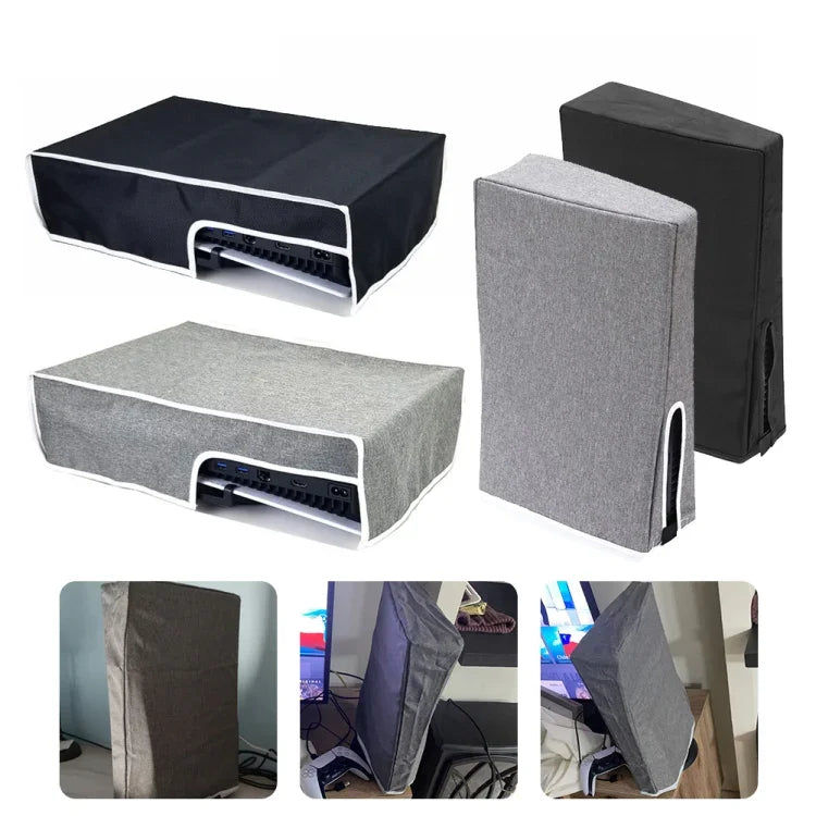 PS5-1 สำหรับเครื่องเล่นเกม Snoy PS5 ฝาครอบป้องกันกันน้ำและฝุ่น (แนวตั้งสีดำ), (แนวตั้งสีเทา), (แนวนอนสีดำ), (แนวนอนสีเทา)