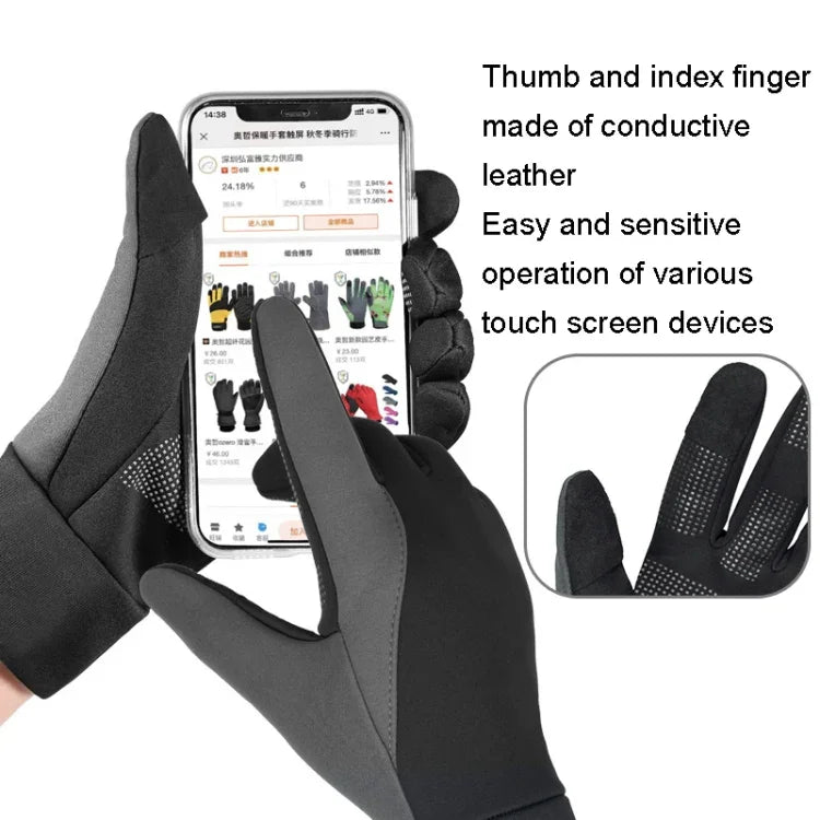 ถุงมือปั่นจักรยานกีฬากลางแจ้งกันน้ำกันลื่นสัมผัสหน้าจอ อบอุ่น S, M, L, XL