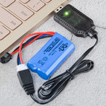 ที่ชาร์จแบตเตอรี่ลิเธียม 7.4V สำหรับของเล่นเครื่องบิน พร้อมสายข้อมูล USB