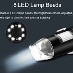 กล้องจุลทรรศน์ดิจิทัลแบบมือถือ A8 50X-1000X พร้อมขาตั้งสาย USB และไฟ LED, A8 50X-1000X
