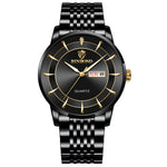 นาฬิกาควอตซ์กันน้ำ BINBOND B2077 30M เรืองแสง พร้อมหัวเข็มขัดรูปผีเสื้อ สายเหล็กสำหรับผู้ชาย