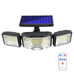 ไฟสปอร์ตไลท์โซลาร์เซลล์ติดผนังพร้อมรีโมทคอนโทรล LED เซ็นเซอร์หมุนสามทิศทาง, 192LED แบบบูรณาการ, 192COB แบบบูรณาการ, 192LED แบบแยก, 192COB แบบแยก
