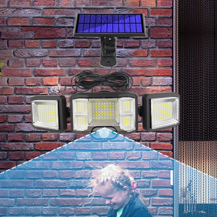 ไฟสปอร์ตไลท์โซลาร์เซลล์ติดผนังพร้อมรีโมทคอนโทรล LED เซ็นเซอร์หมุนสามทิศทาง, 192LED แบบบูรณาการ, 192COB แบบบูรณาการ, 192LED แบบแยก, 192COB แบบแยก