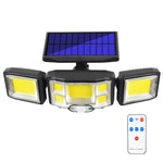 ไฟสปอร์ตไลท์โซลาร์เซลล์ติดผนังพร้อมรีโมทคอนโทรล LED เซ็นเซอร์หมุนสามทิศทาง, 192LED แบบบูรณาการ, 192COB แบบบูรณาการ, 192LED แบบแยก, 192COB แบบแยก
