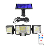 ไฟสปอร์ตไลท์โซลาร์เซลล์ติดผนังพร้อมรีโมทคอนโทรล LED เซ็นเซอร์หมุนสามทิศทาง, 192LED แบบบูรณาการ, 192COB แบบบูรณาการ, 192LED แบบแยก, 192COB แบบแยก