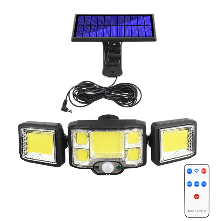 ไฟสปอร์ตไลท์โซลาร์เซลล์ติดผนังพร้อมรีโมทคอนโทรล LED เซ็นเซอร์หมุนสามทิศทาง, 192LED แบบบูรณาการ, 192COB แบบบูรณาการ, 192LED แบบแยก, 192COB แบบแยก