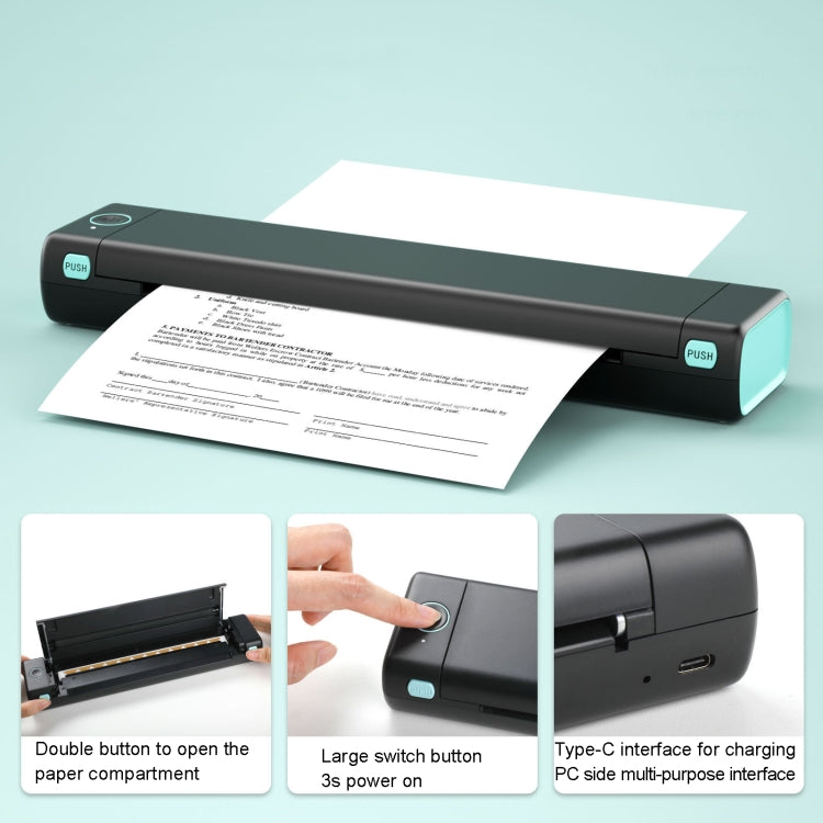 เครื่องพิมพ์ความร้อนแบบพกพาไร้สาย Bluetooth M08F รุ่นสีดำเขียว ขนาด A4 รุ่นสีดำ ขนาด A4 รุ่นสีขาว ขนาด A4 รุ่นสีขาวส้ม ขนาด A4 รุ่นสีเขียว ขนาด A4 รุ่นสีชมพู ขนาด A4 รุ่นสีเทา ขนาด A4 รุ่นสีเงิน ขนาด A4 รุ่นสีดำเขียว ขนาด Letter