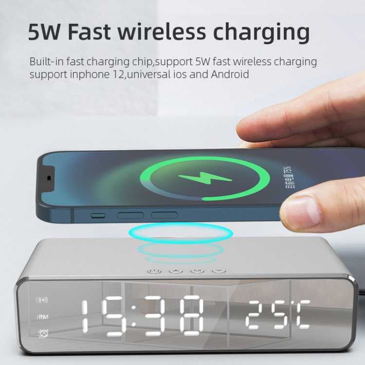 W258 โทรศัพท์ตั้งโต๊ะพร้อมนาฬิกา / แสดงอุณหภูมิ / ชาร์จไร้สายหูฟัง, W258 5W (สีเงิน), W258 5W (สีดำ)
