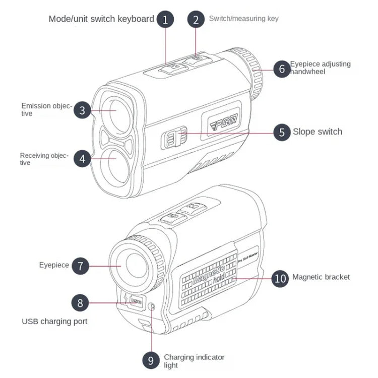 PGM JQ015 เครื่องวัดระยะเลเซอร์กอล์ฟกันน้ำ IP54 กล้องโทรทรรศน์, ระยะวัด: 400m, ระยะวัด: 600m (สีขาว)