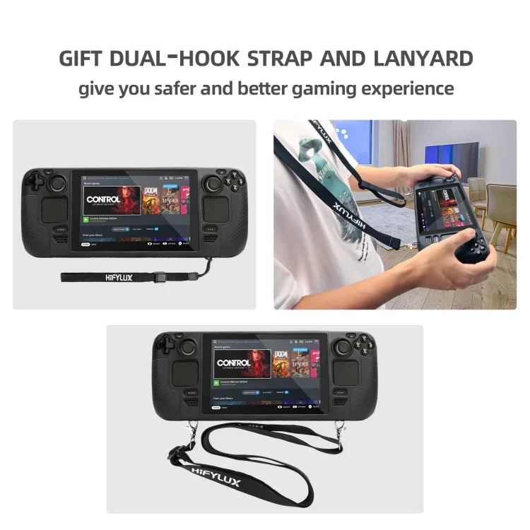 สำหรับเคสซิลิโคนเครื่องเล่นเกม Steam Deck Hifylux ST-PF14 ป้องกันรอยขีดข่วน กันลื่น พร้อมสายคล้องมือ เคสซิลิโคนสีน้ำเงิน เคสซิลิโคนสีแดง