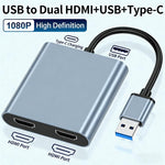 USB 3.0 เป็น HDMI คู่, USB, USB-C / Type-C ตัวแปลงความละเอียดสูง 4K ขยายหน้าจอ USB เดียวกัน, USB 3.0 เป็น HDMI คู่