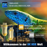 สาย HDMI เวอร์ชัน 2.1 8K 60Hz สำหรับ PS4 โปรเจคเตอร์ โน้ตบุ๊ก กล่องรับสัญญาณ, รุ่น HD803 ความยาว 1 เมตร, 1.5 เมตร, 2 เมตร, 3 เมตร, 5 เมตร, 10 เมตร, 15 เมตร