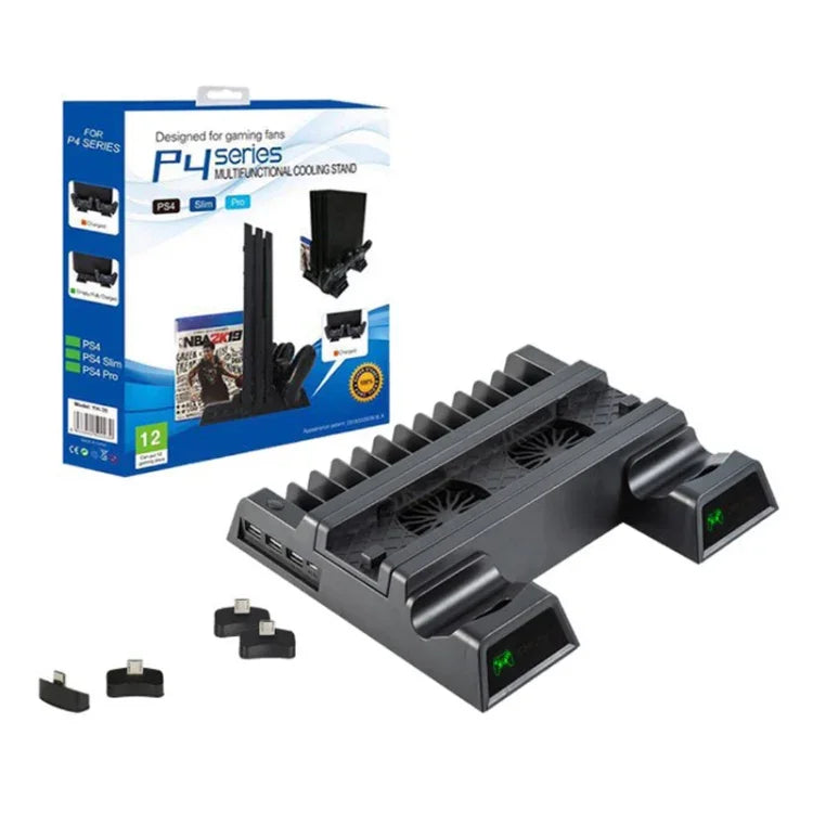 ขาตั้งพัดลมระบายความร้อนสำหรับ PS4 / PS4 Slim / PS4 Pro พร้อมแท่นวางแนวตั้งและที่ชาร์จคอนโทรลเลอร์คู่ JL-P1908