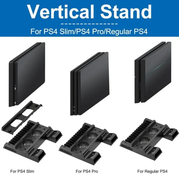 ขาตั้งพัดลมระบายความร้อนสำหรับ PS4 / PS4 Slim / PS4 Pro พร้อมแท่นวางแนวตั้งและที่ชาร์จคอนโทรลเลอร์คู่ JL-P1908