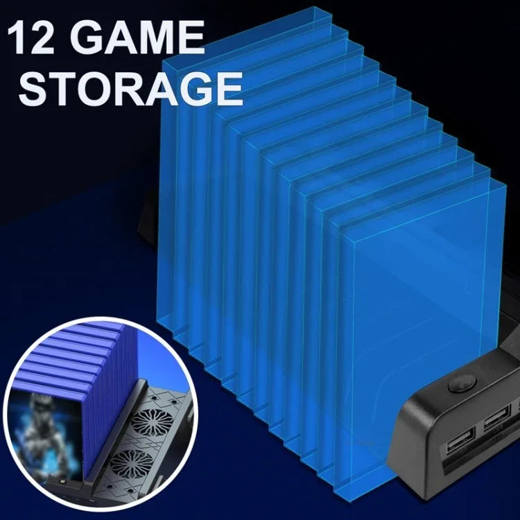ขาตั้งพัดลมระบายความร้อนสำหรับ PS4 / PS4 Slim / PS4 Pro พร้อมแท่นวางแนวตั้งและที่ชาร์จคอนโทรลเลอร์คู่ JL-P1908