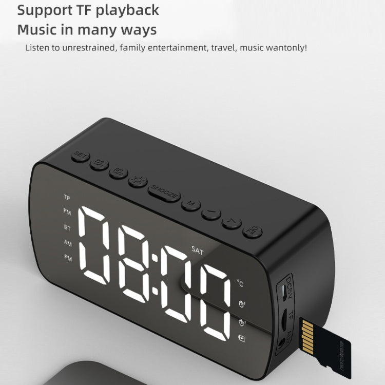 ลำโพงบลูทูธการ์ดพกพากลางแจ้ง พร้อมนาฬิกาและวิทยุขนาดเล็ก Q5 ดำ 1400mAh, Q5 ขาว 1400mAh