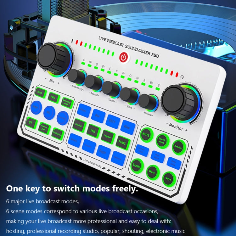 การ์ดเสียงสด Bluetooth RGB LED X50 พร้อมพอร์ต OTG, X50