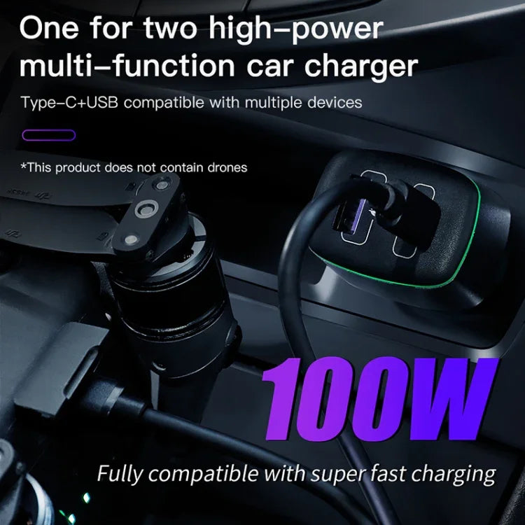 สำหรับ DJI Mavic 3/Mini 2 RCSTQ ที่ชาร์จรถยนต์ 100W 2 ใน 1 สำหรับ DJI Mavic 3/Mini 2