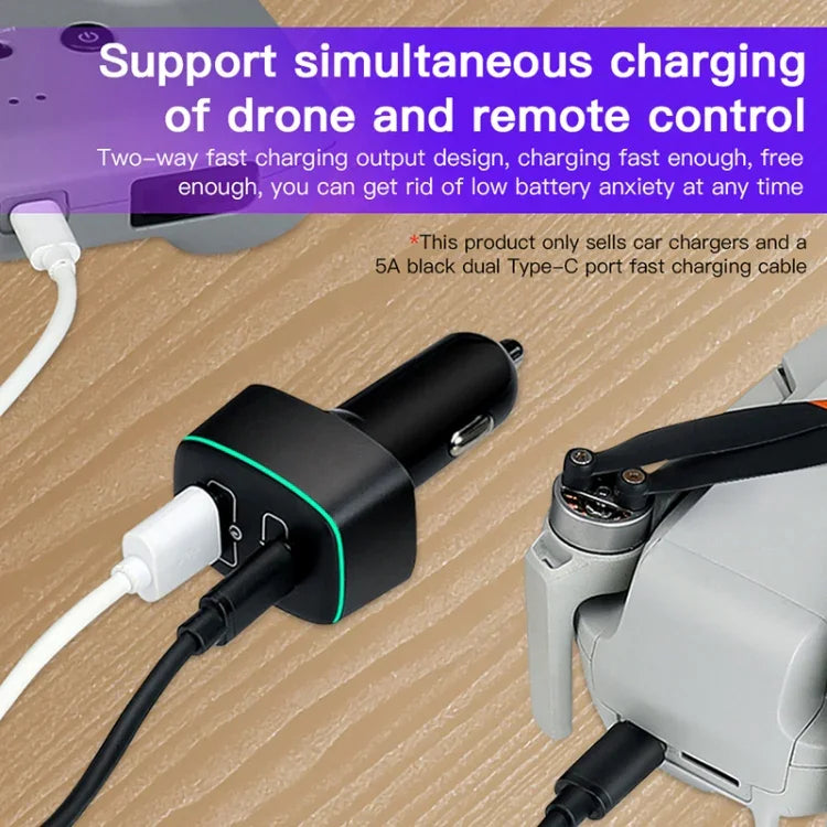 สำหรับ DJI Mavic 3/Mini 2 RCSTQ ที่ชาร์จรถยนต์ 100W 2 ใน 1 สำหรับ DJI Mavic 3/Mini 2