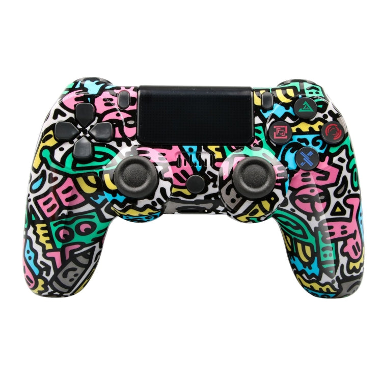 จอยเกมไร้สายบลูทูธ PS4 พร้อมแถบไฟและระบบสั่นคู่ สีขาว ดำ แดง น้ำเงิน เขียว ชมพู ตัวอักษร เส้น ไฟผี การ์ตูน ฮัลค์ โครงกระดูก เกียร์ สายฟ้า เปลวไฟ เมฆ ระเบิด ลายไม้ ดาวแดง