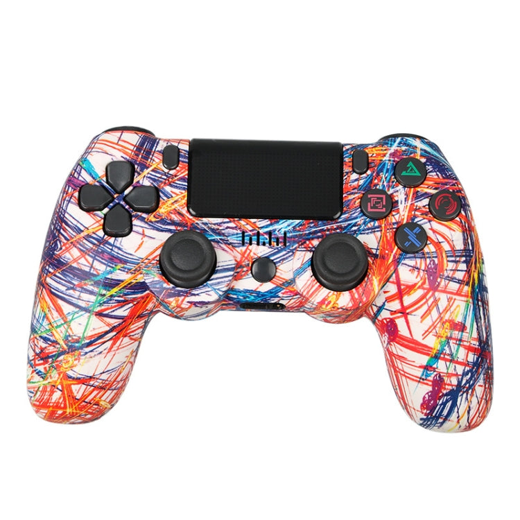 จอยเกมไร้สายบลูทูธ PS4 พร้อมแถบไฟและระบบสั่นคู่ สีขาว ดำ แดง น้ำเงิน เขียว ชมพู ตัวอักษร เส้น ไฟผี การ์ตูน ฮัลค์ โครงกระดูก เกียร์ สายฟ้า เปลวไฟ เมฆ ระเบิด ลายไม้ ดาวแดง