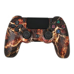 จอยเกมไร้สายบลูทูธ PS4 พร้อมแถบไฟและระบบสั่นคู่ สีขาว ดำ แดง น้ำเงิน เขียว ชมพู ตัวอักษร เส้น ไฟผี การ์ตูน ฮัลค์ โครงกระดูก เกียร์ สายฟ้า เปลวไฟ เมฆ ระเบิด ลายไม้ ดาวแดง