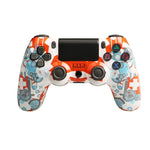 จอยเกมไร้สายบลูทูธ PS4 พร้อมแถบไฟและระบบสั่นคู่ สีขาว ดำ แดง น้ำเงิน เขียว ชมพู ตัวอักษร เส้น ไฟผี การ์ตูน ฮัลค์ โครงกระดูก เกียร์ สายฟ้า เปลวไฟ เมฆ ระเบิด ลายไม้ ดาวแดง