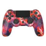 จอยเกมไร้สายบลูทูธ PS4 พร้อมแถบไฟและระบบสั่นคู่ สีขาว ดำ แดง น้ำเงิน เขียว ชมพู ตัวอักษร เส้น ไฟผี การ์ตูน ฮัลค์ โครงกระดูก เกียร์ สายฟ้า เปลวไฟ เมฆ ระเบิด ลายไม้ ดาวแดง