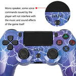 จอยเกมไร้สายบลูทูธ PS4 พร้อมแถบไฟและระบบสั่นคู่ สีขาว ดำ แดง น้ำเงิน เขียว ชมพู ตัวอักษร เส้น ไฟผี การ์ตูน ฮัลค์ โครงกระดูก เกียร์ สายฟ้า เปลวไฟ เมฆ ระเบิด ลายไม้ ดาวแดง