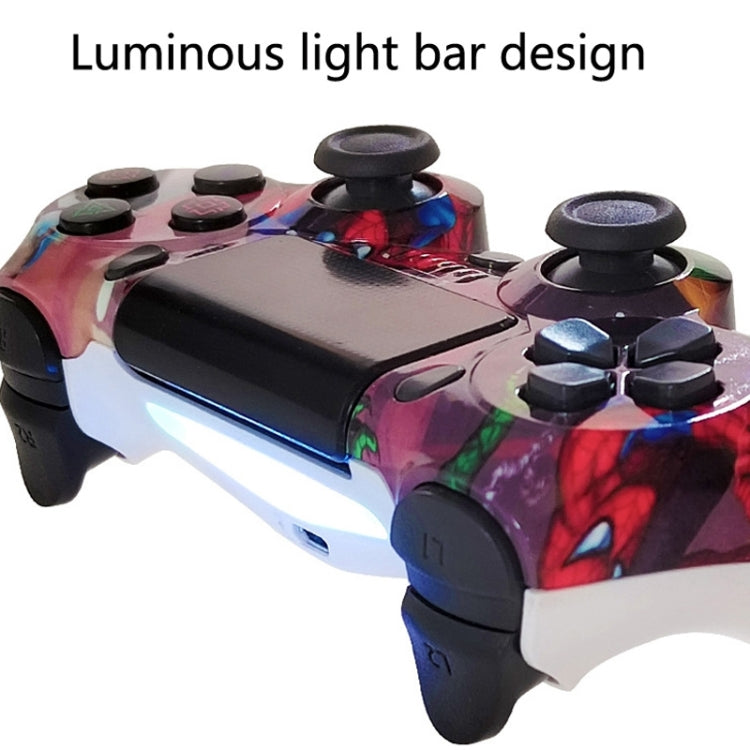 จอยเกมไร้สายบลูทูธ PS4 พร้อมแถบไฟและระบบสั่นคู่ สีขาว ดำ แดง น้ำเงิน เขียว ชมพู ตัวอักษร เส้น ไฟผี การ์ตูน ฮัลค์ โครงกระดูก เกียร์ สายฟ้า เปลวไฟ เมฆ ระเบิด ลายไม้ ดาวแดง