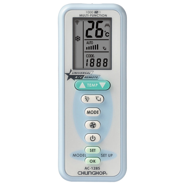 รีโมทคอนโทรลเครื่องปรับอากาศอเนกประสงค์ CHUNGHOP AC-128S พร้อมแบตเตอรี่