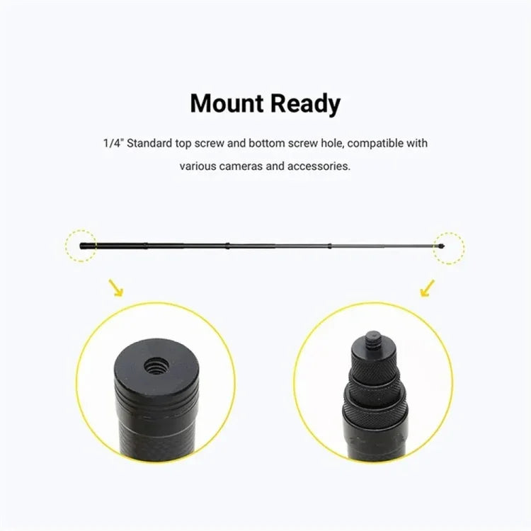 ไม้เซลฟี่โมโนพอดคาร์บอนไฟเบอร์ยาวพิเศษแบบมองไม่เห็น สำหรับ Insta360 / DJI Action / GoPro / กล้องกีฬา Xiao Yi, 1.5m, 3m, 5m