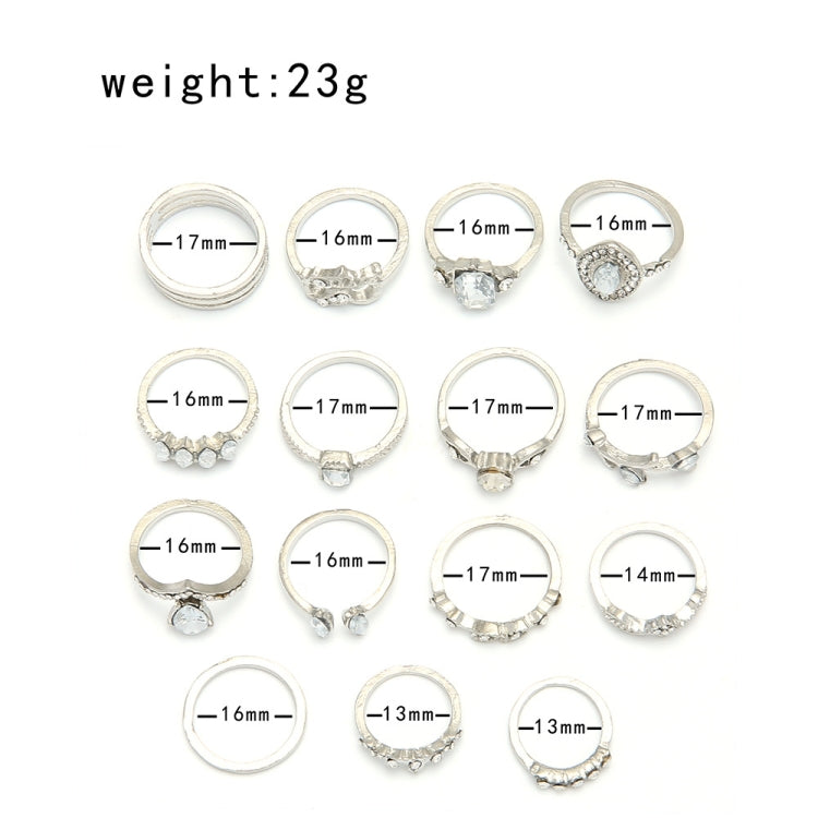 ชุด 15 ชิ้น แหวนต่อข้อต่อรูปหยดน้ำรูปหัวใจกลวงประดับเพชร, ชุด 15 ชิ้น 4869