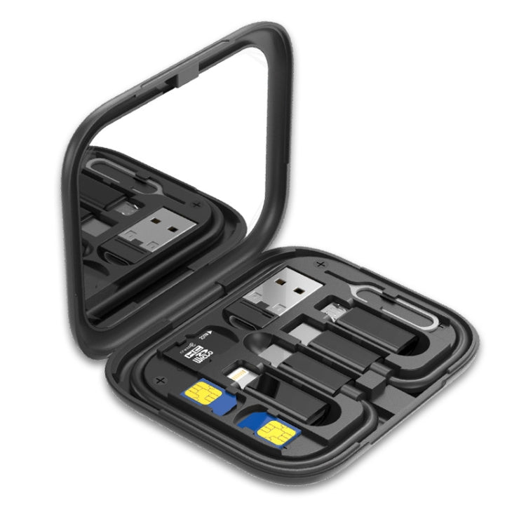 ชุดสายชาร์จอะแดปเตอร์ USB อเนกประสงค์พร้อมกระจกแต่งหน้าและที่วางโทรศัพท์ HE-C098 สีดำ, HE-C098 สีขาว