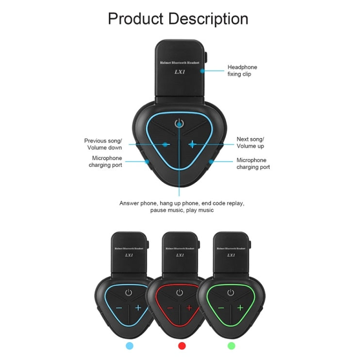 หูฟังบลูทูธไร้สายกันน้ำสำหรับหมวกกันน็อคมอเตอร์ไซค์ LX1 Bluetooth 5.3, ภาษาอังกฤษ