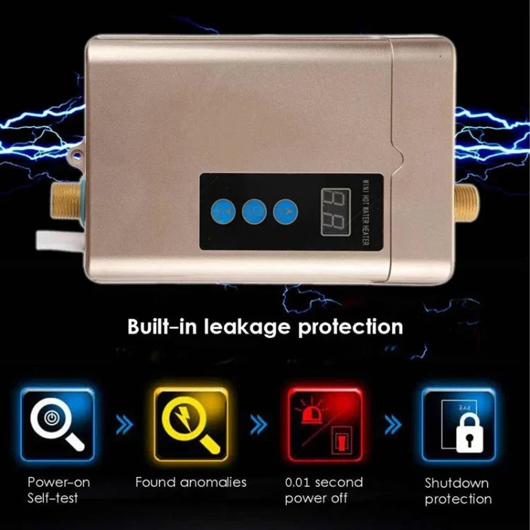 เครื่องทำน้ำอุ่นไฟฟ้าพร้อมรีโมทควบคุม ปรับอุณหภูมิได้ ปลั๊ก US 3000W, ปลั๊ก UK 3000W, ปลั๊ก EU 4000W, ปลั๊ก AU 4000W