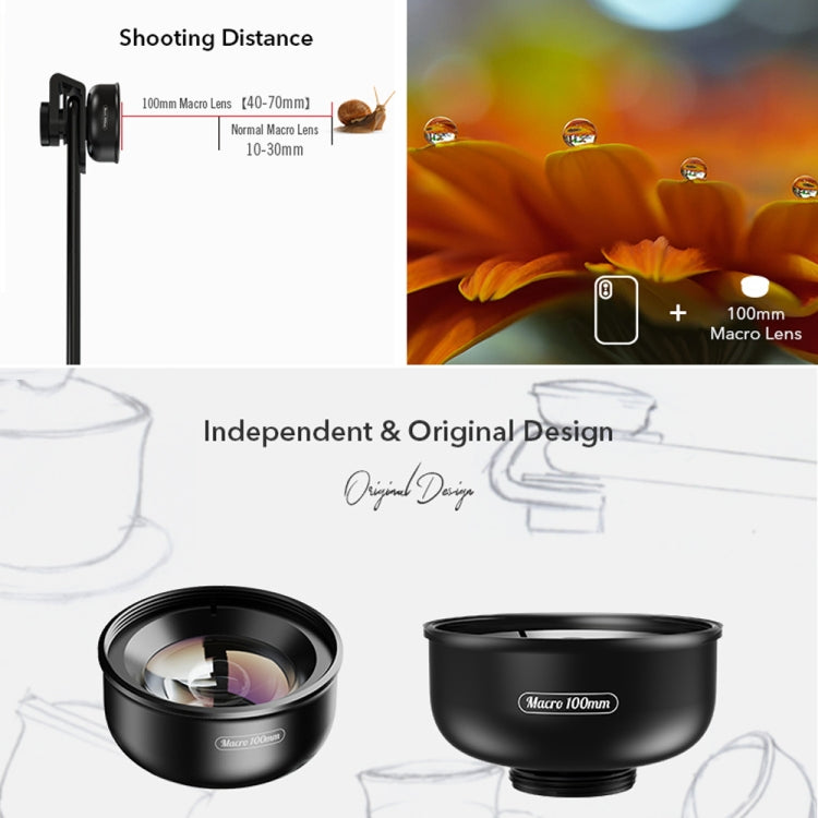 APEXEL APL-HB100MM เลนส์แมลงและเครื่องประดับ HD 100 ไมโคร ภายนอกโทรศัพท์มือถือ, APL-HB100MM