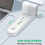 LDNIO A2620C ที่ชาร์จโทรศัพท์แท็บเล็ตอเนกประสงค์ 65W พอร์ต Type-C/USB-C ชาร์จเร็ว ปลั๊ก EU 65W, ปลั๊ก UK 65W, ปลั๊ก US 65W